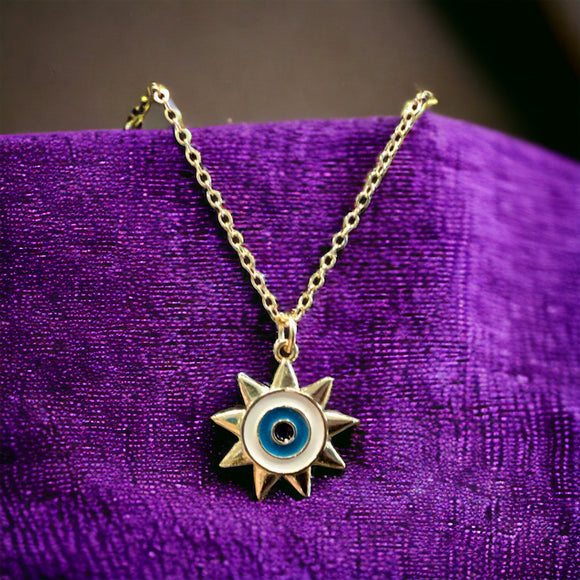 Evil Eye Golden Sun Necklace