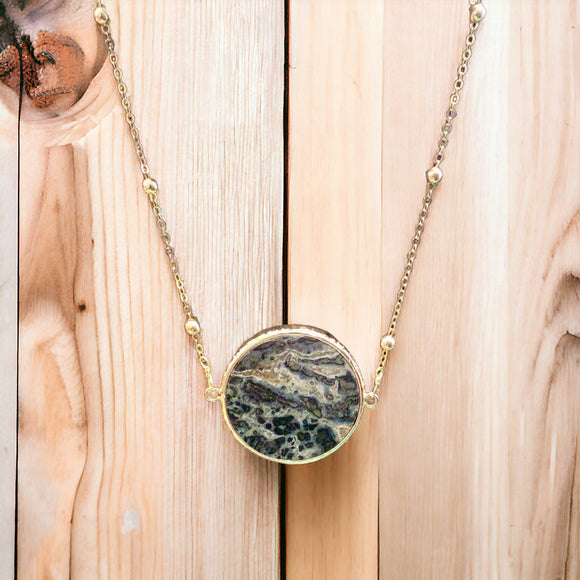 Ocean Jasper Disc Necklace