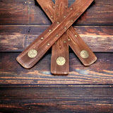 Wooden Incense Burner with Brass Details