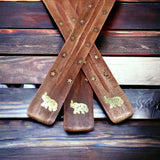 Wooden Incense Burner with Brass Details