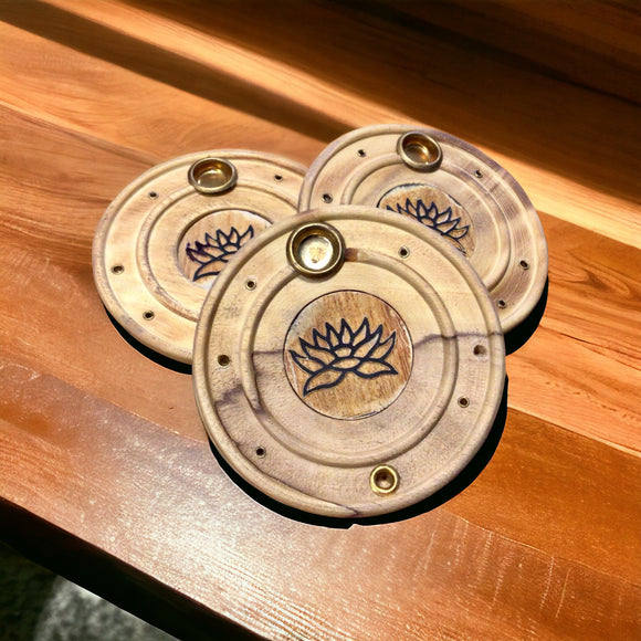 Wooden Incense Burner - Lotus