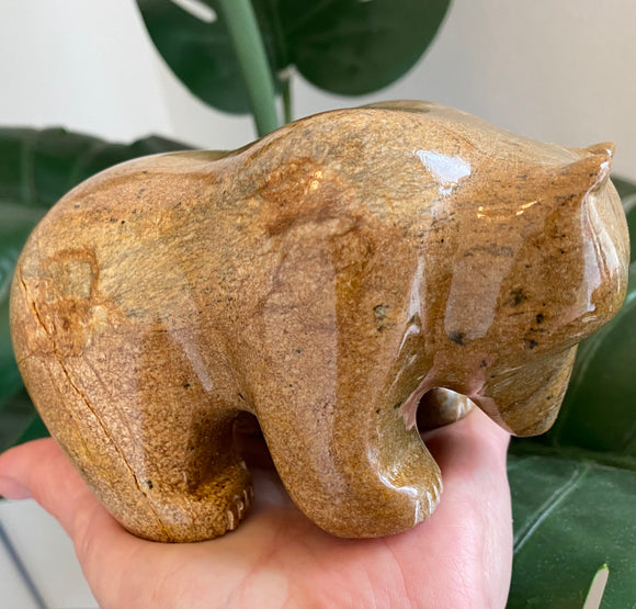 Hand Carved Soapstone Grizzly Bear