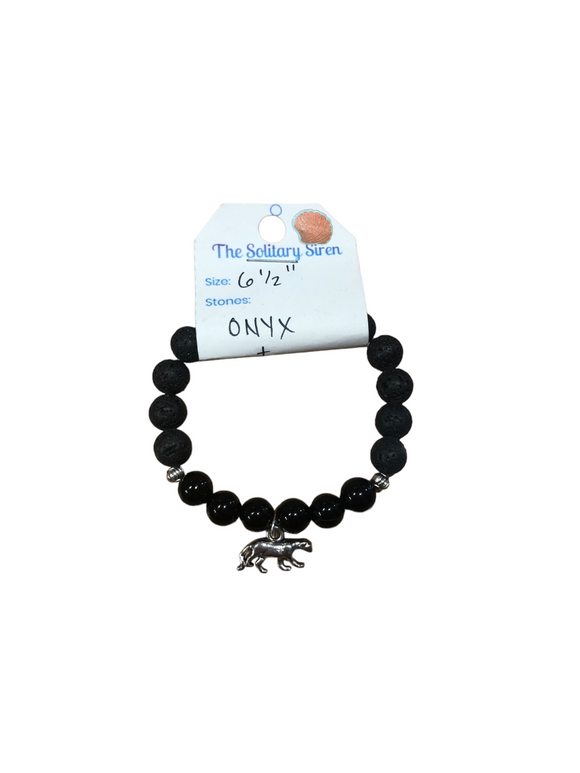 Solitary Siren Onyx and Lava Stone Bracelet 6 1/2”