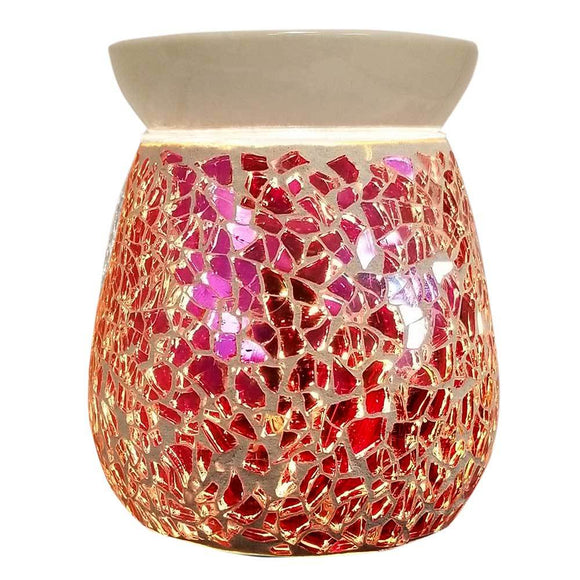 Crackle Glass Aroma Warmer & Diffuser - Red