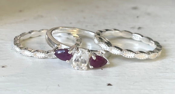 3 Piece Ruby Ring