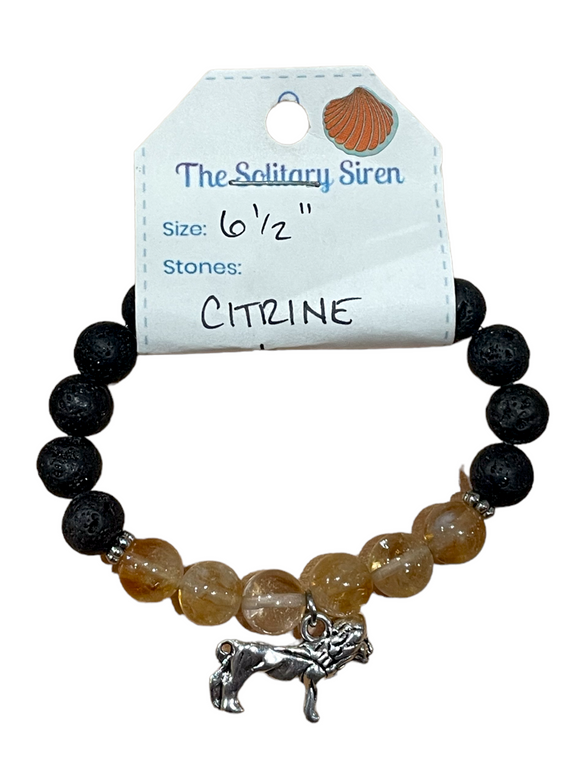 Solitary Siren Citrine Lava Stone Bracelet 6 1/2”