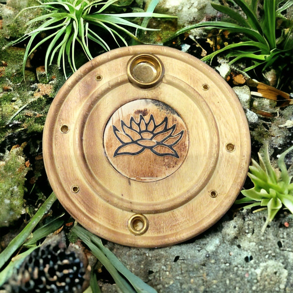 Wooden Incense Dish - Cone and Stick