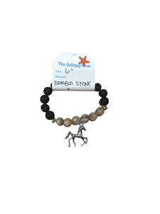 Solitary Siren Bamboo Stone and Lava Stone Bracelet 6”