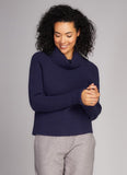 Knit Cowl Neck Sweater Navy