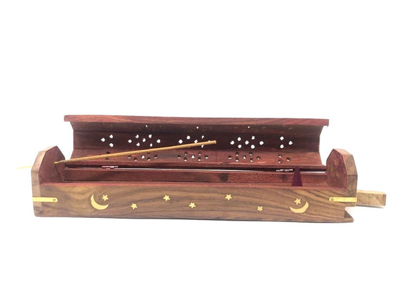 Wooden Incense Burner Moon and Stars