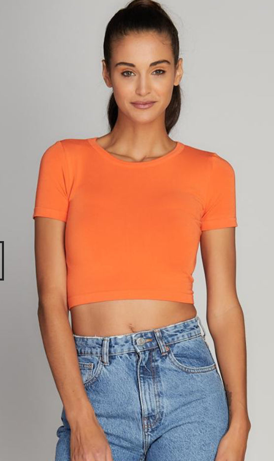 C’est Moi Bamboo Short Sleeve Crop Top *