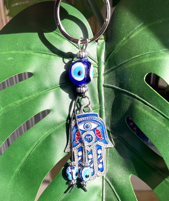 Evil Eye Fatima Hand Blue Keychain